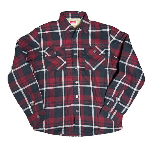 Wrangler Mens Small Heavyweight Sherpa Lined Flannel Long Sleeve Shirt Work - Picture 1 of 9